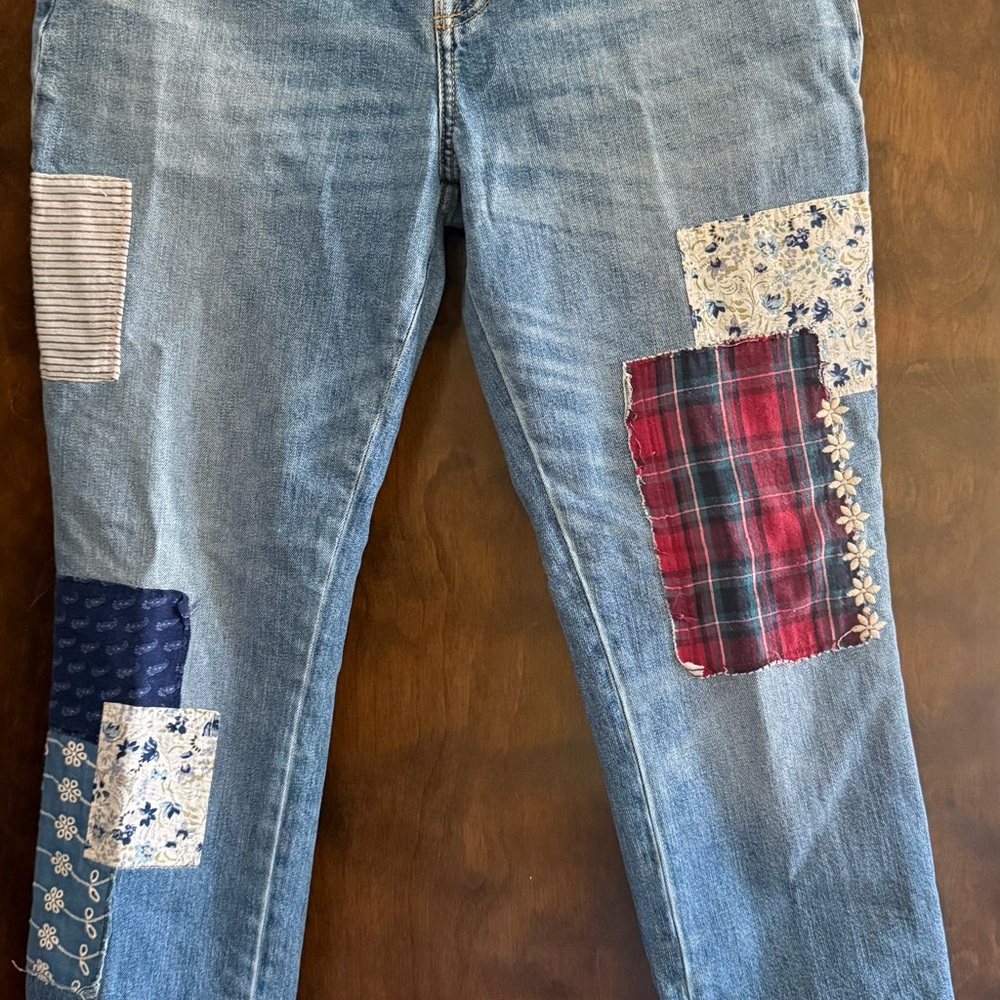 Johnny Was Boyfriend Cut Patchwork Jeans - Casual Retro Style
